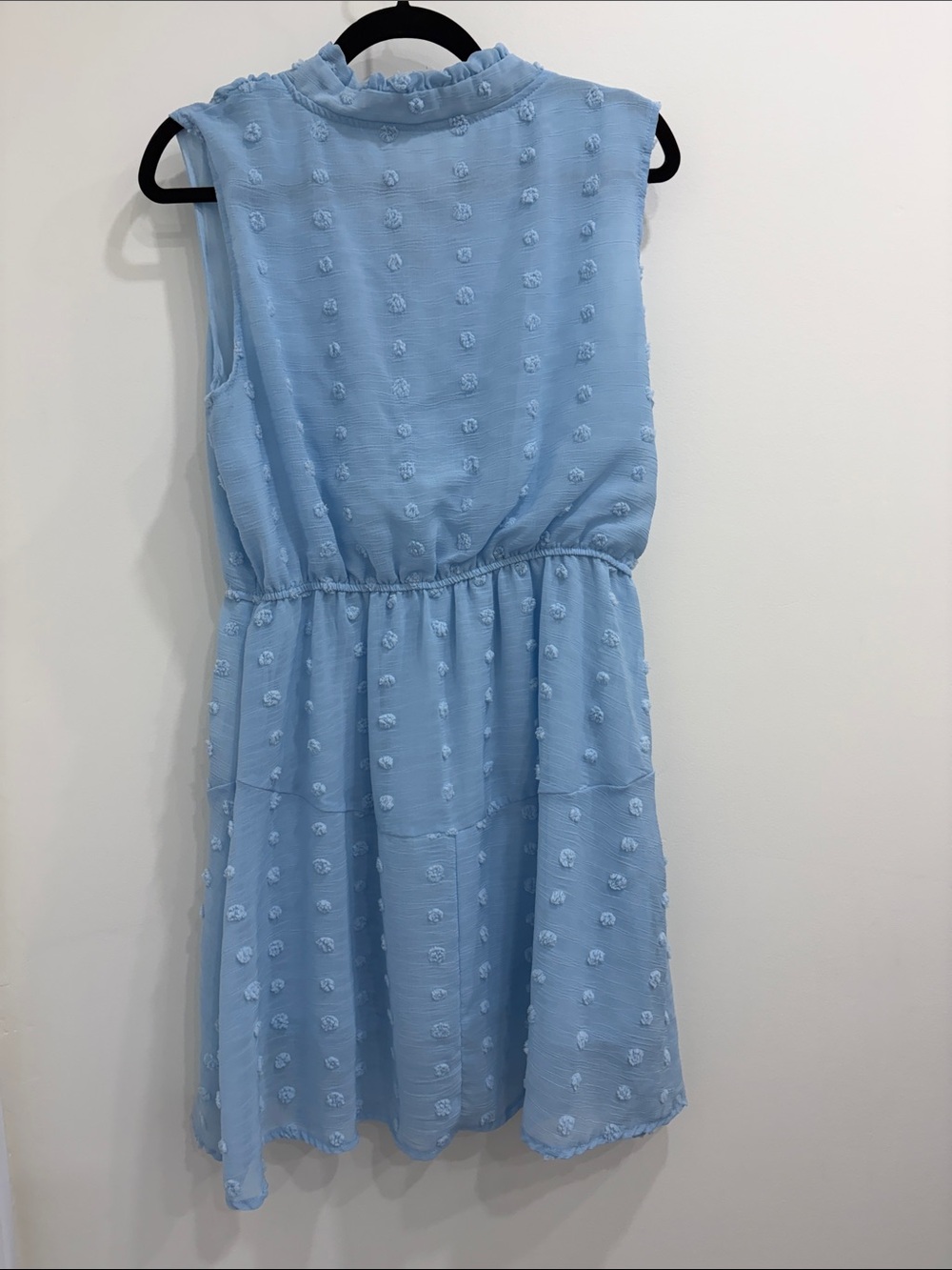Light Blue Textured Sleeveless Kids Dress
